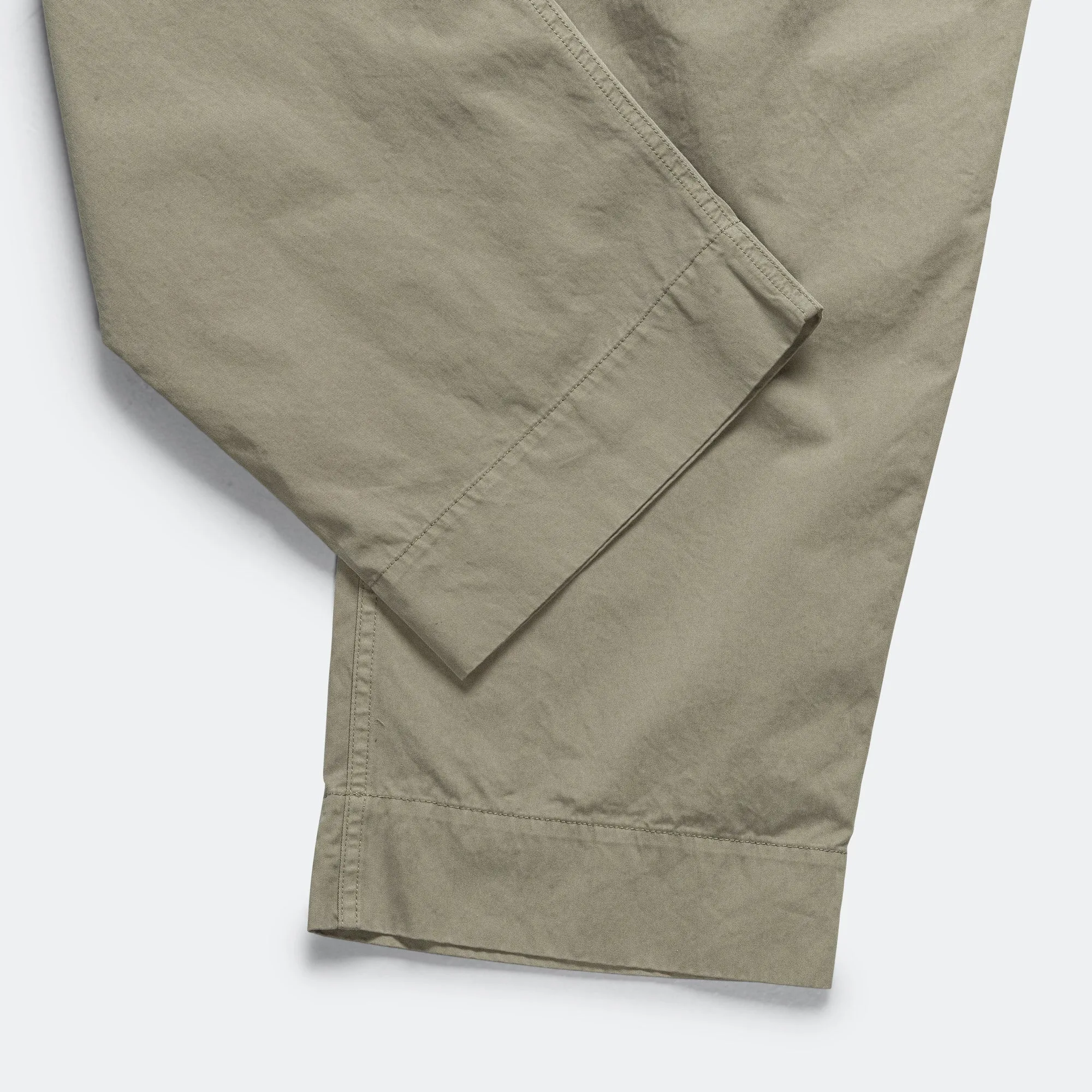Stitch Pleat Trouser - Tough Cotton Twill Eucalyptus