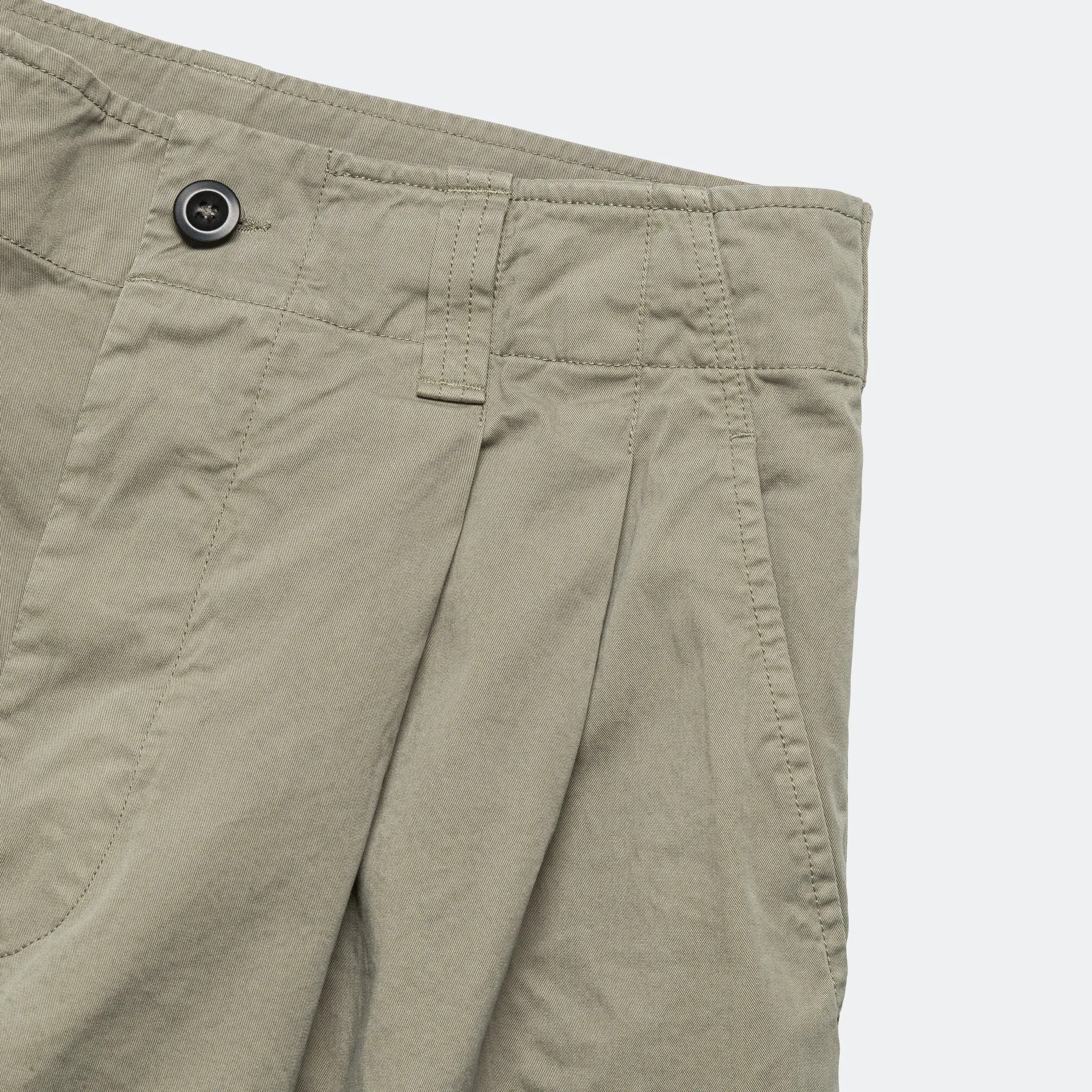 Stitch Pleat Trouser - Tough Cotton Twill Eucalyptus