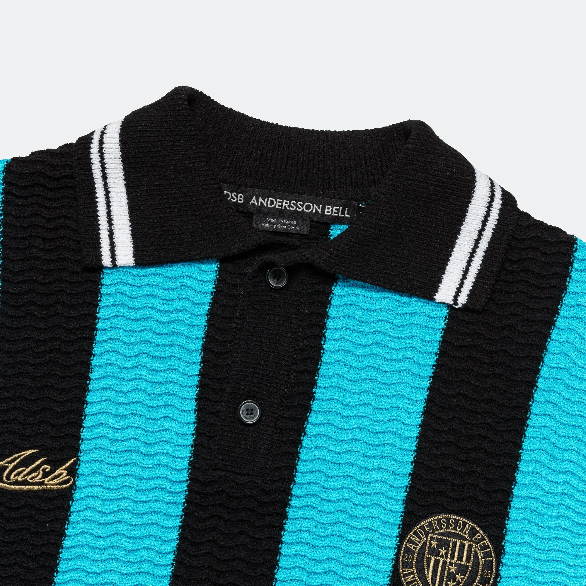 Stripe Soccer Polo Sweater - Black/Blue