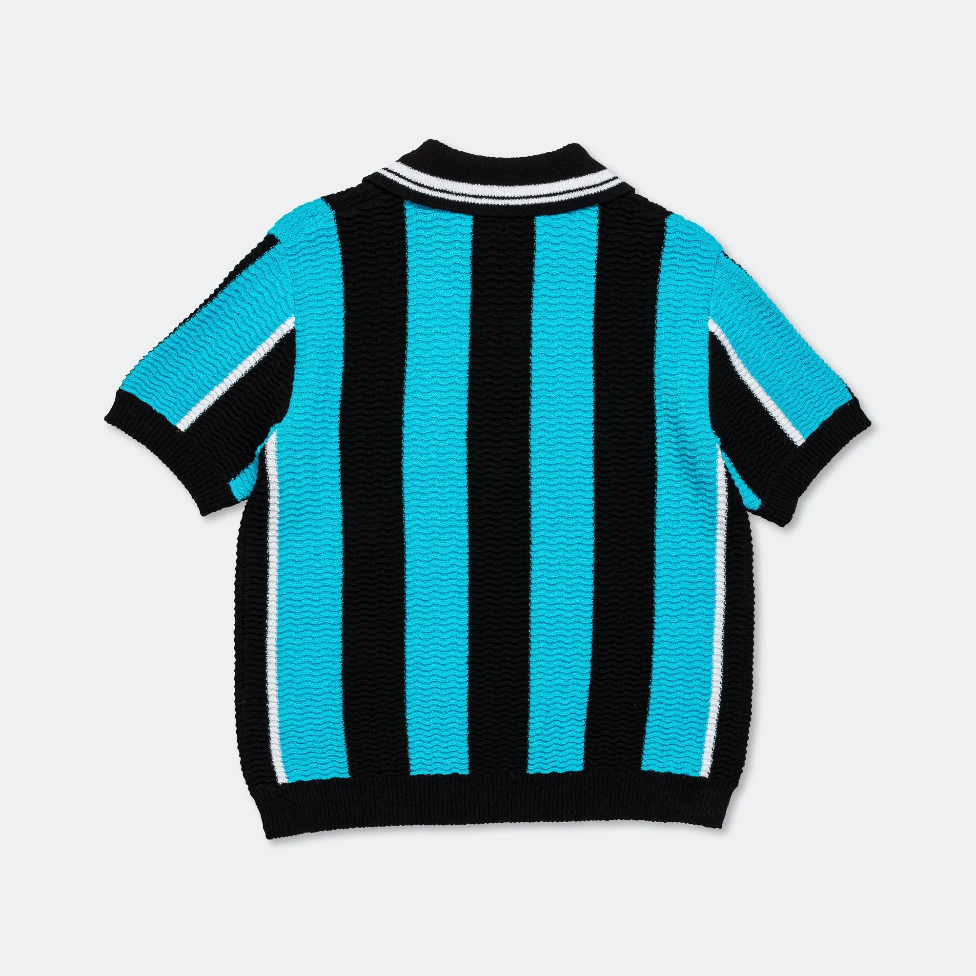 Stripe Soccer Polo Sweater - Black/Blue
