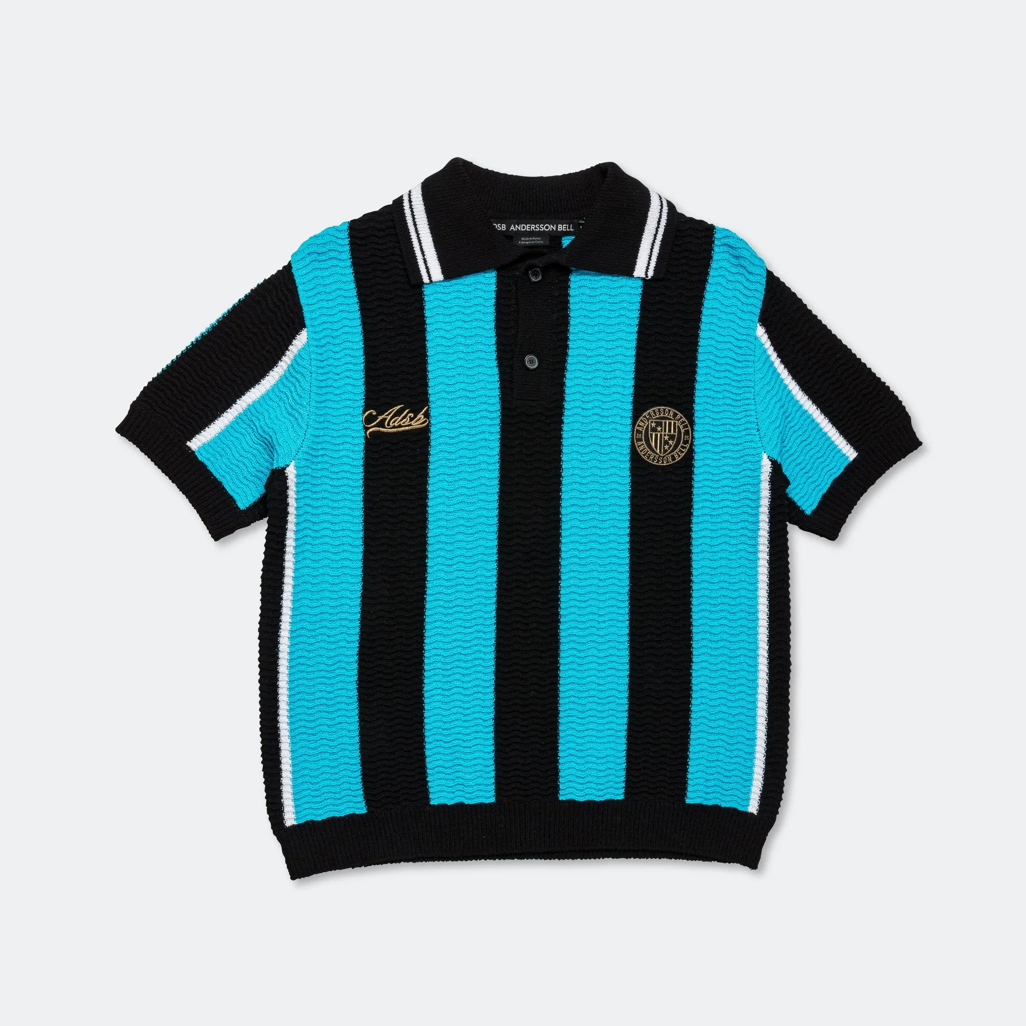 Stripe Soccer Polo Sweater - Black/Blue