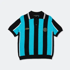 Stripe Soccer Polo Sweater - Black/Blue