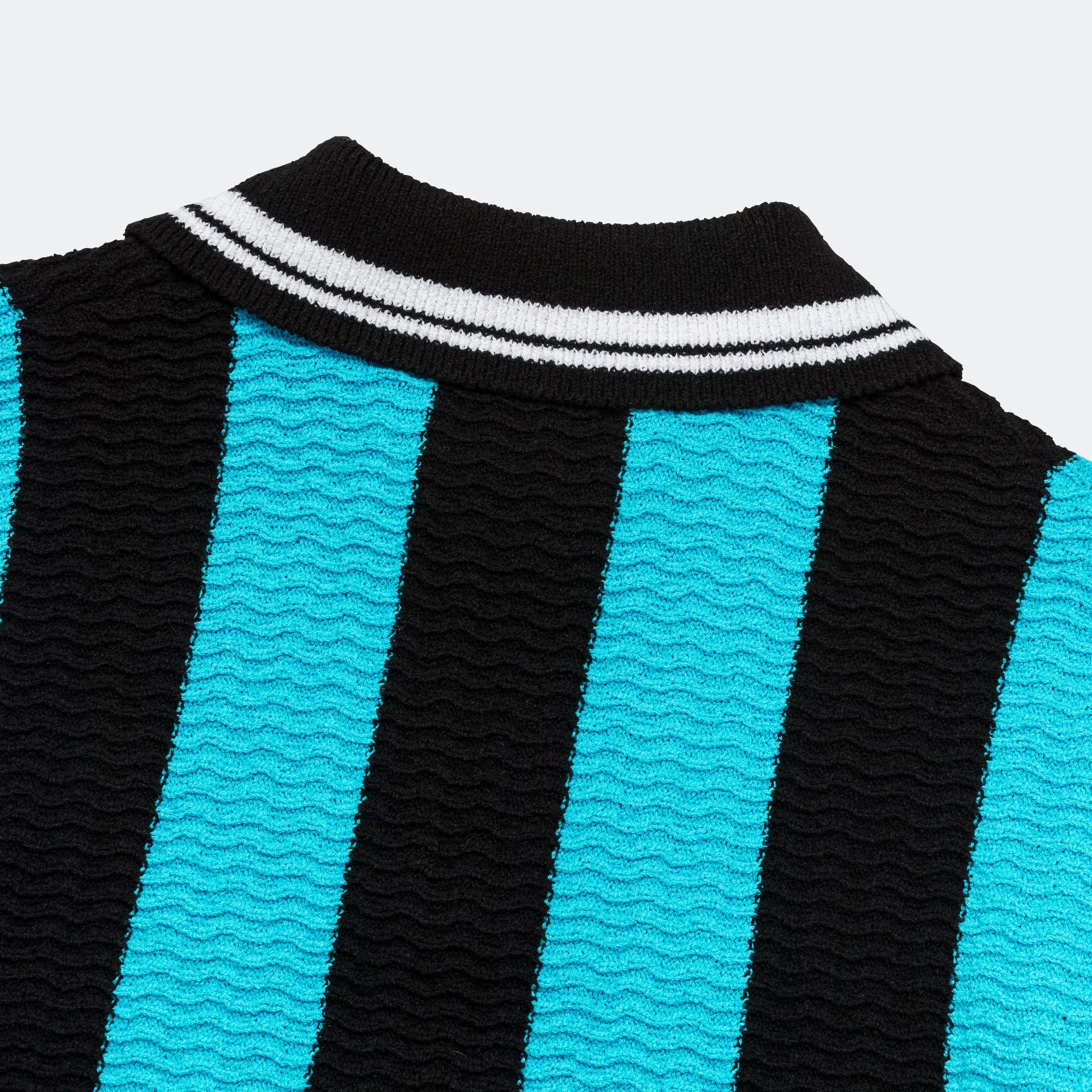 Stripe Soccer Polo Sweater - Black/Blue