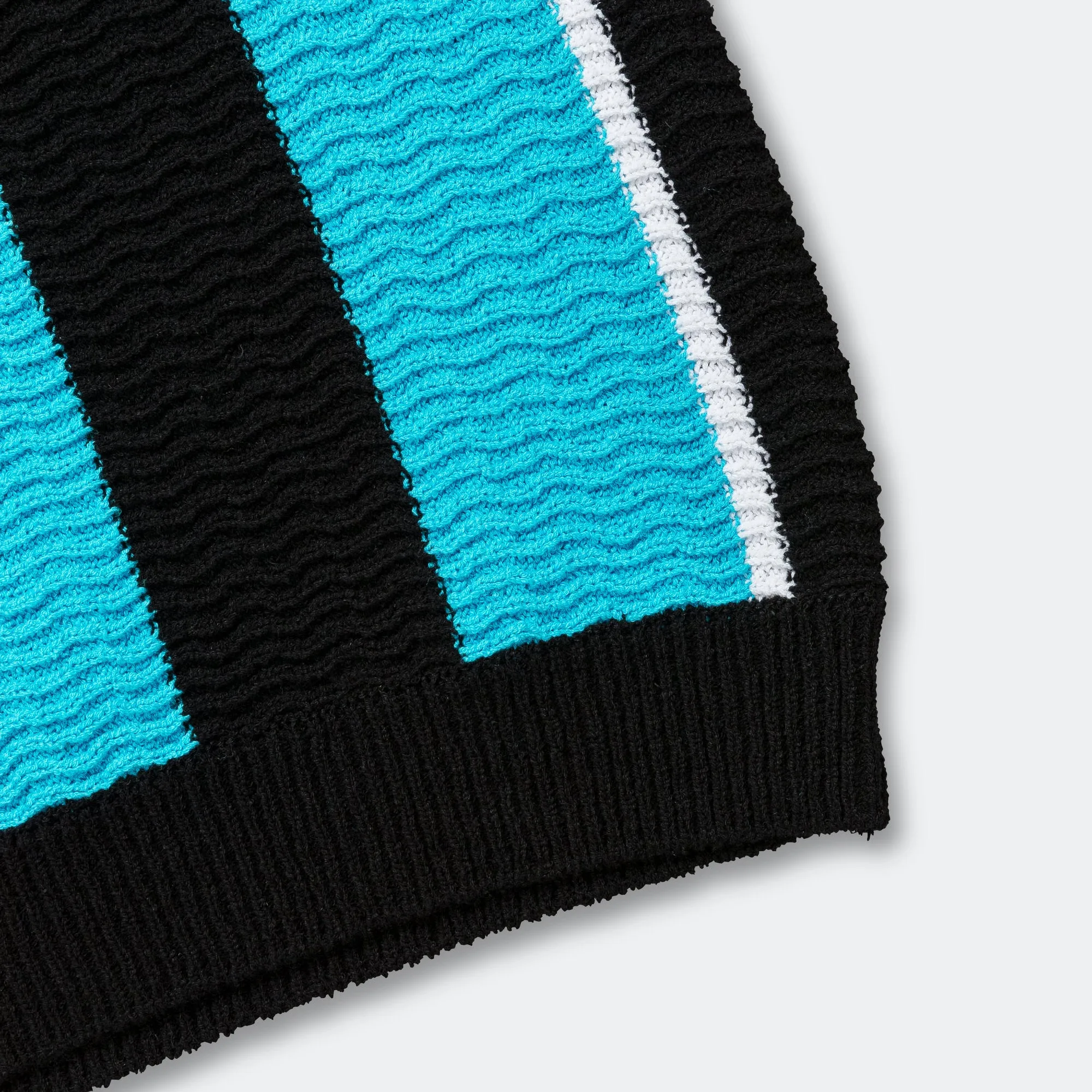 Stripe Soccer Polo Sweater - Black/Blue