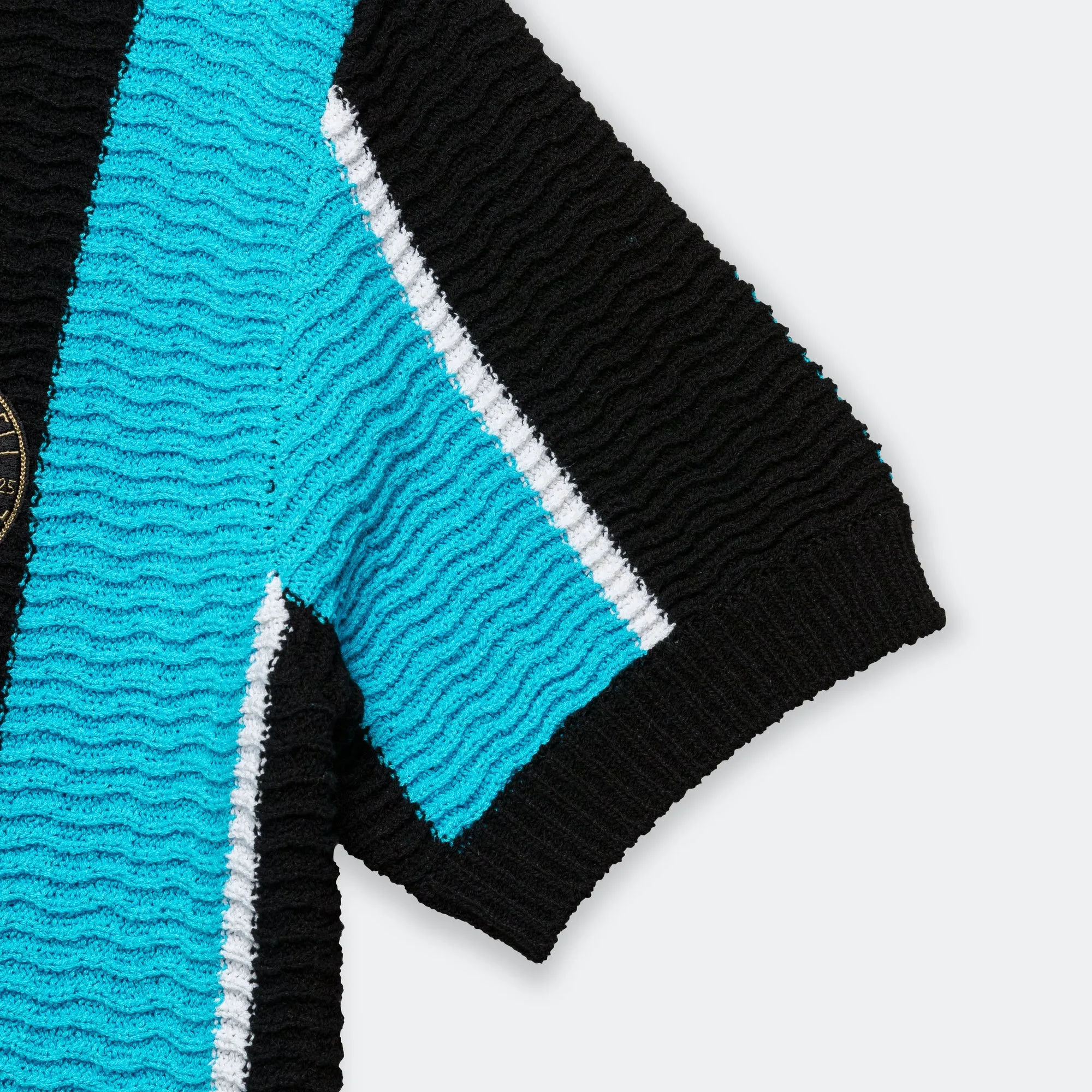 Stripe Soccer Polo Sweater - Black/Blue