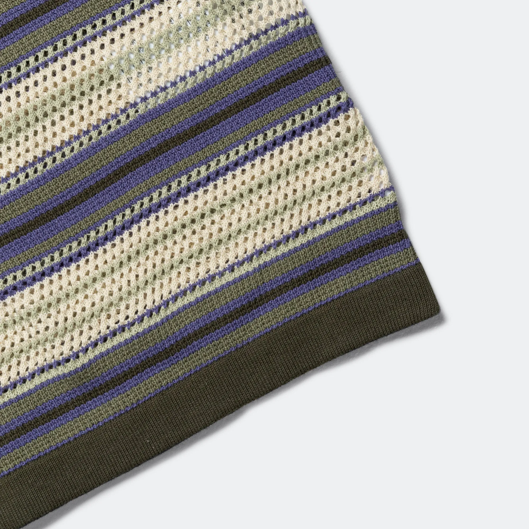 Stripe SS Knit Polo - Ivory