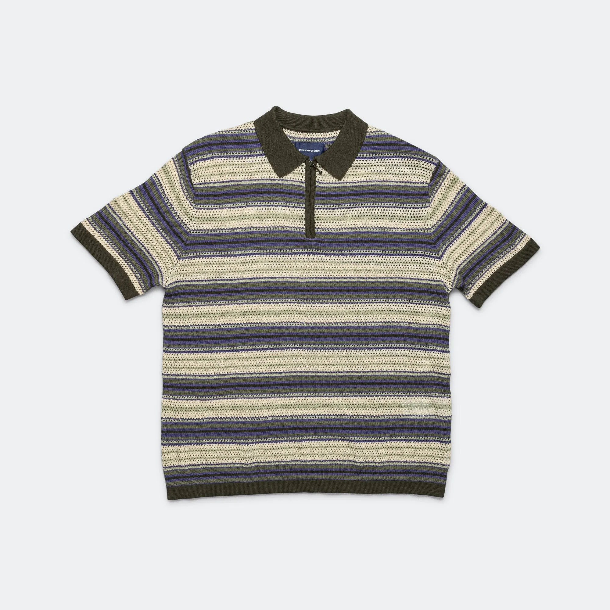 Stripe SS Knit Polo - Ivory