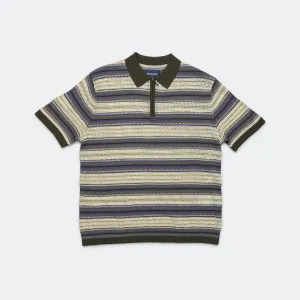 Stripe SS Knit Polo - Ivory
