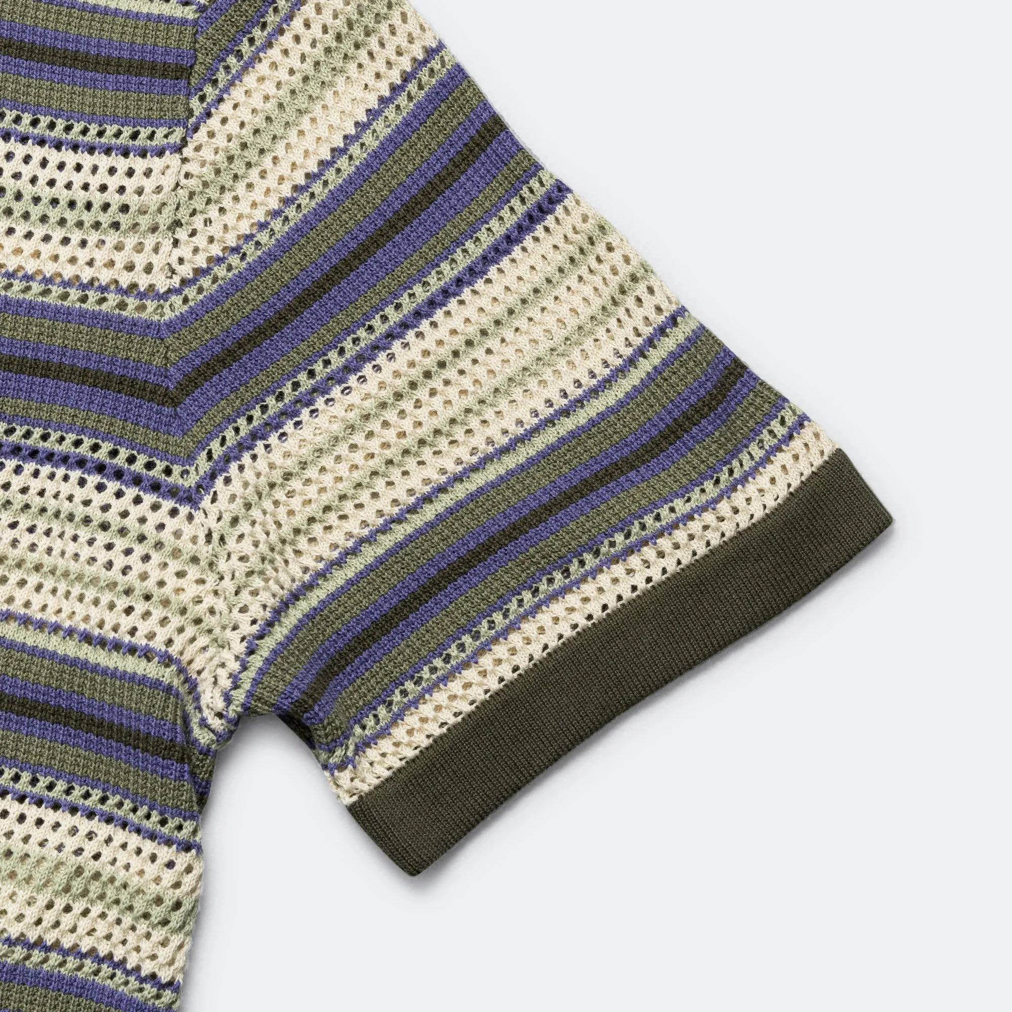 Stripe SS Knit Polo - Ivory