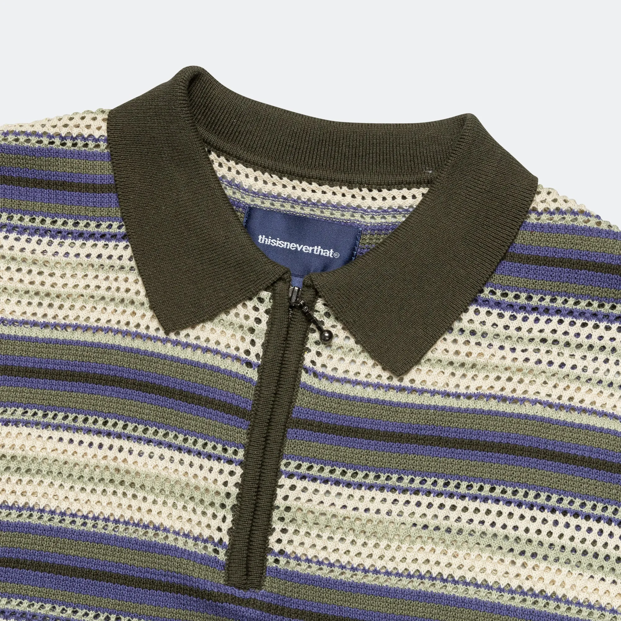 Stripe SS Knit Polo - Ivory