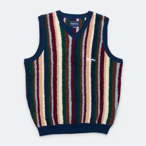 Striped Knit Vest - Navy
