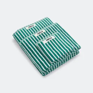 Terry Towel - Teal Green Stripes
