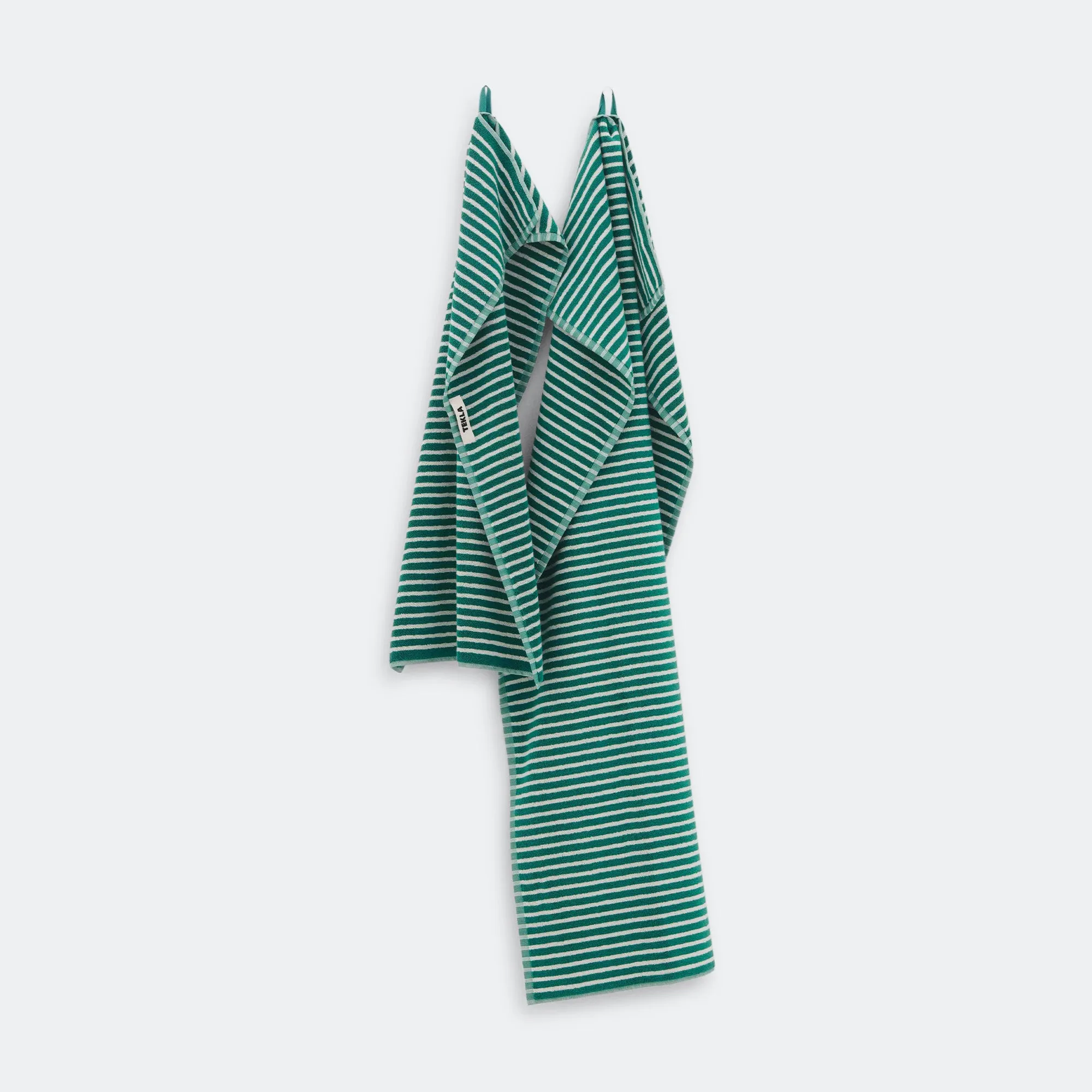 Terry Towel - Teal Green Stripes