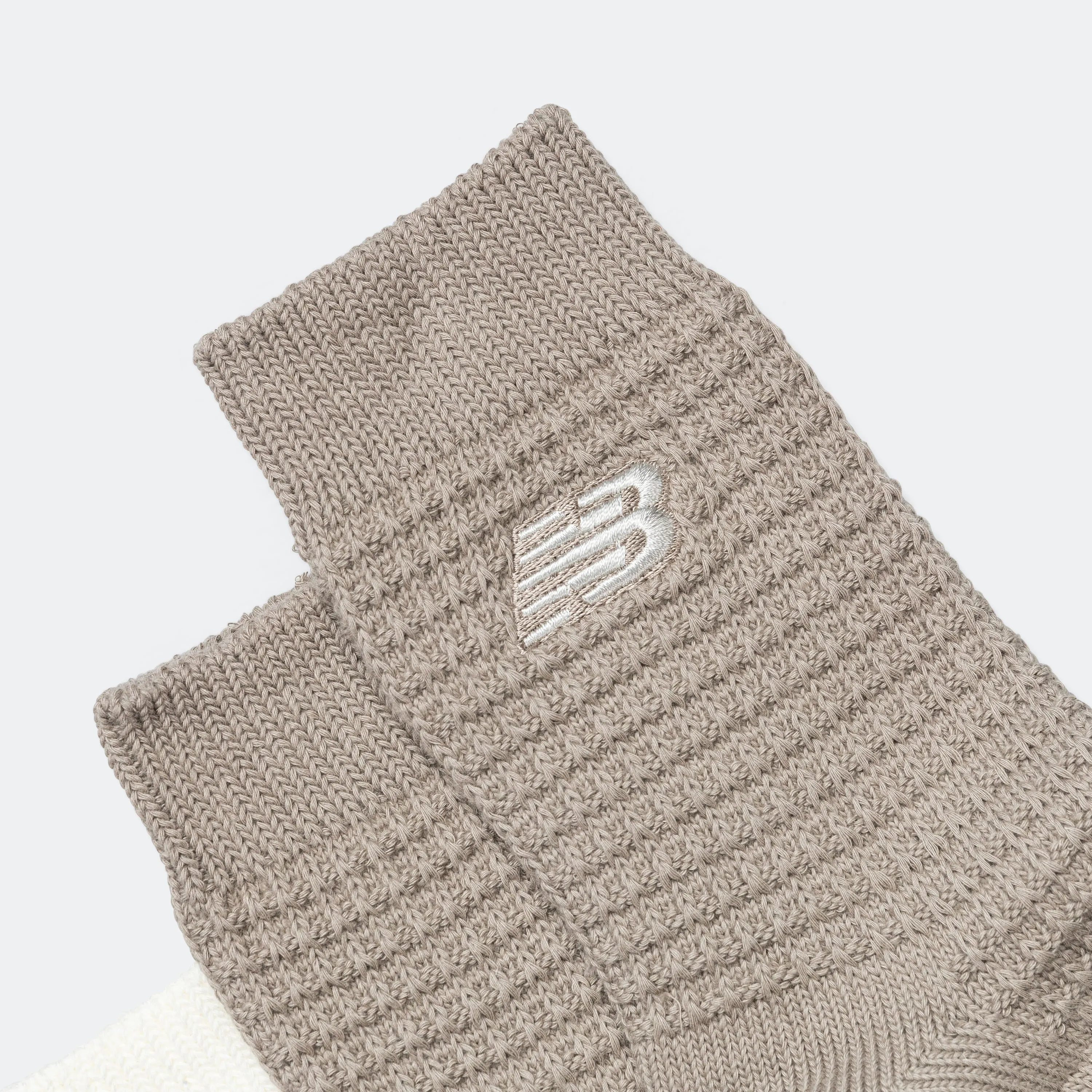 Waffle Ankle Socks 2 Pack - Grey/White