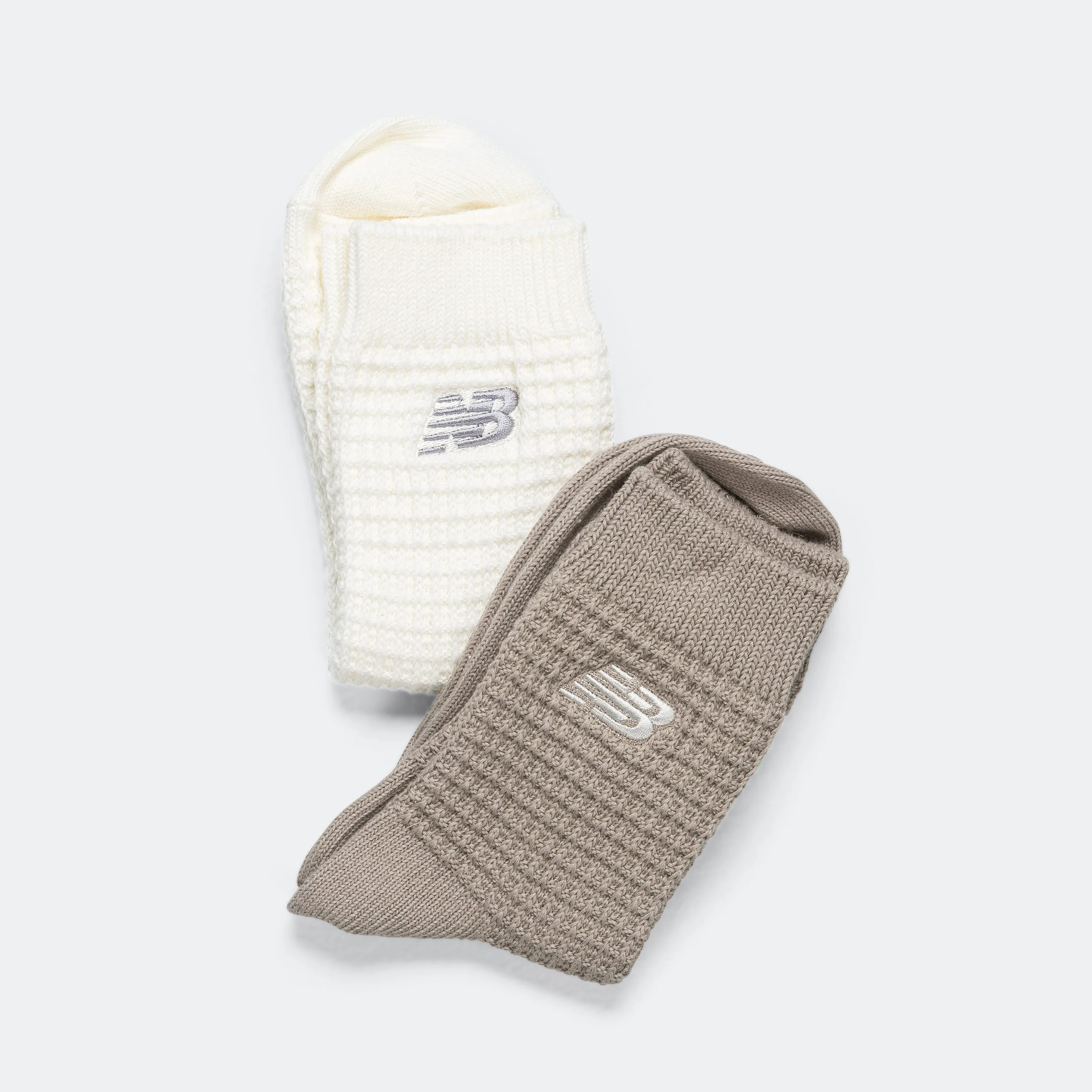 Waffle Ankle Socks 2 Pack - Grey/White