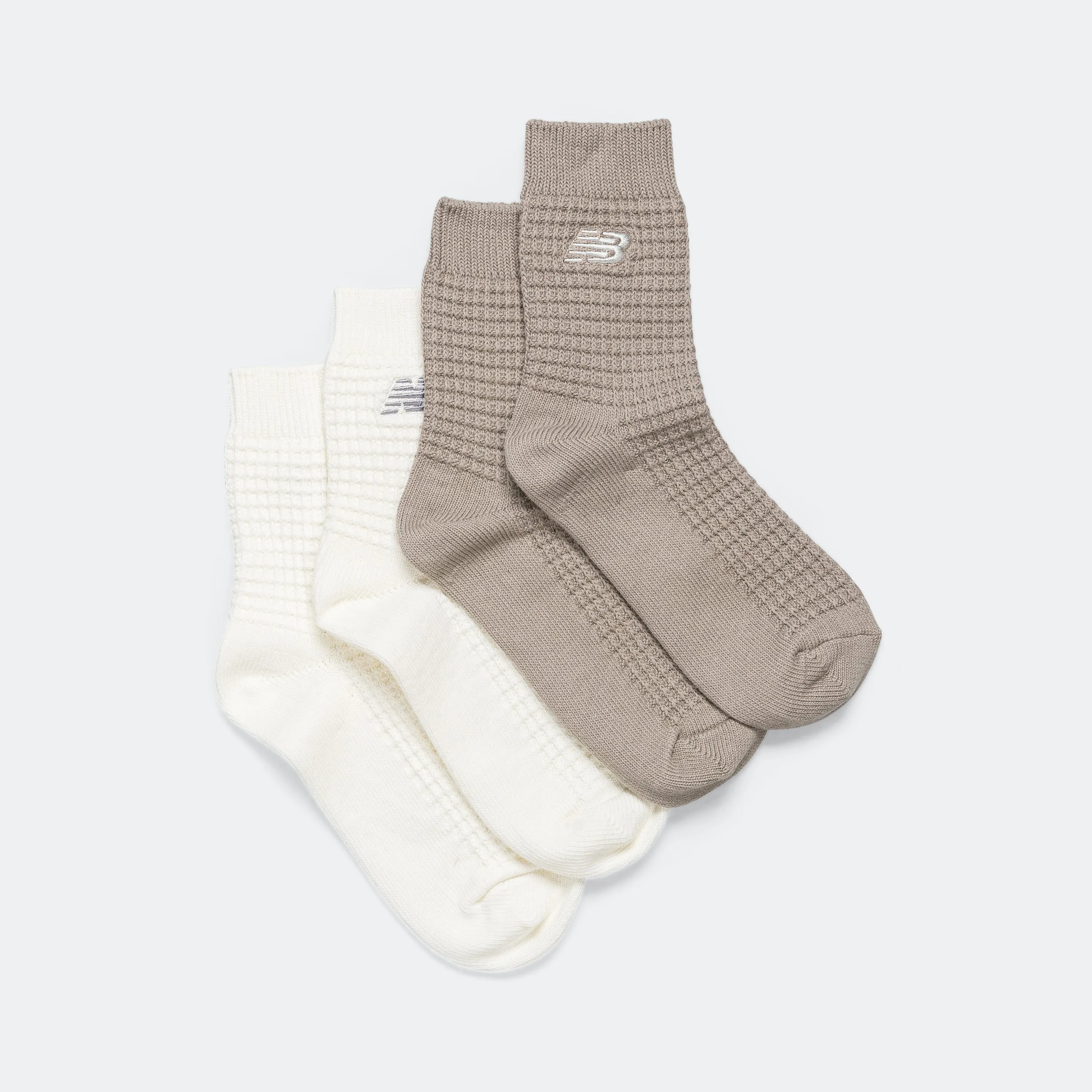 Waffle Ankle Socks 2 Pack - Grey/White